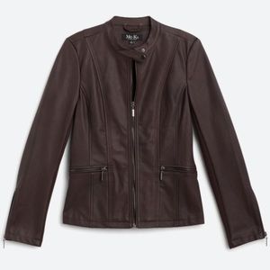 Maroon Faux Leather Jacket, Ebele MO-KA